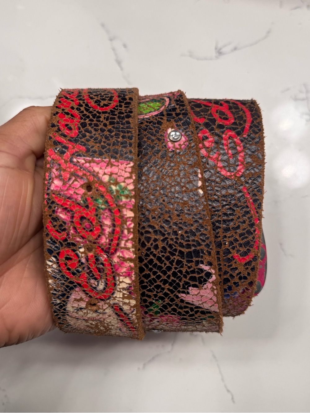 Ed Hardy Vintage Y2K Distressed Leather Belt